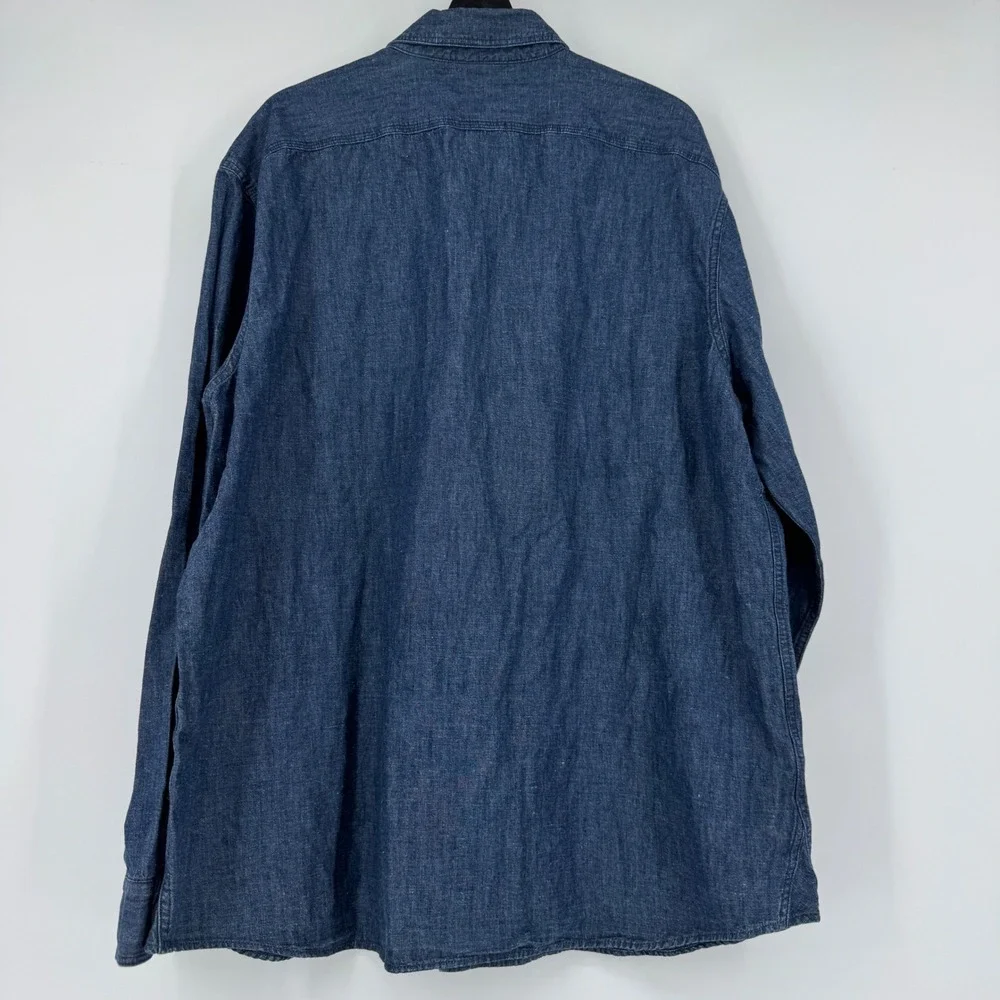 NEW Banana Republic Mens XXL Blue Denim Chambray Standard Fit Utility Shirt